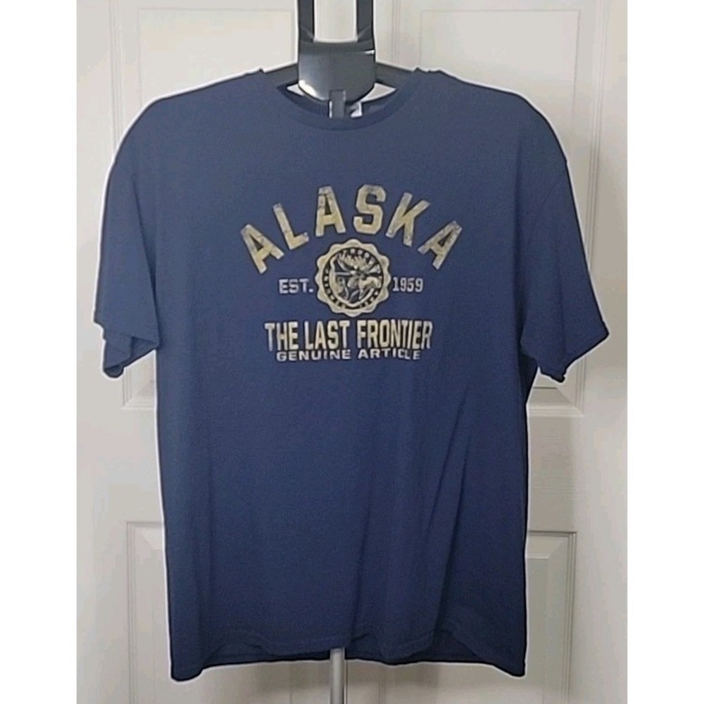 Alaska The Last Frontier, Blue T-shirt, Mens XL